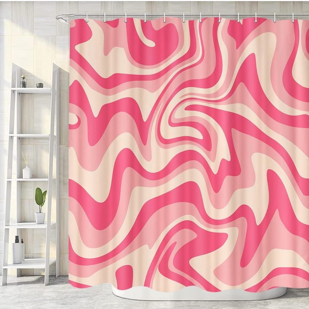 Pink and Cream Swirl Shower Curtain
